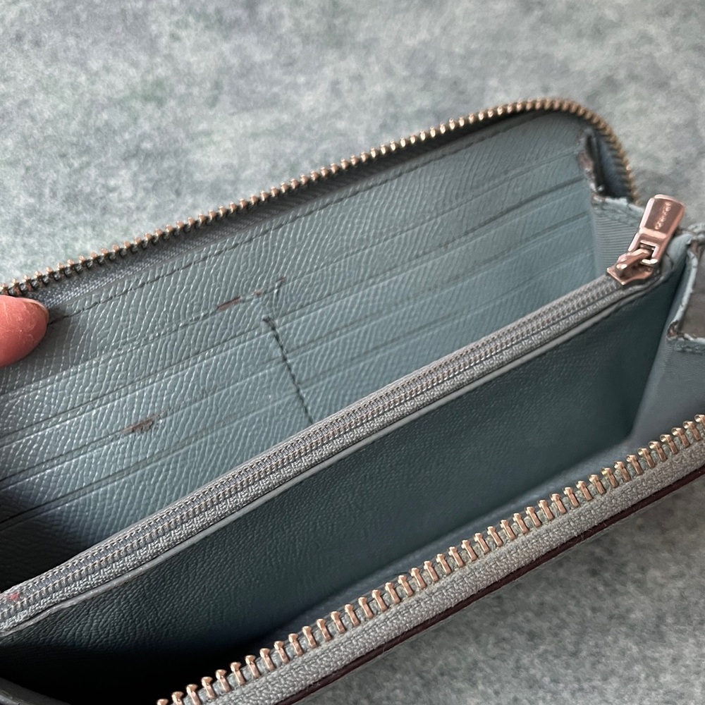 Coach Grey Blue Leather Wallet As Is - Picture 9 of 9